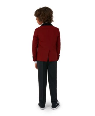 Little Boys Hot Burgundy Suit, Pant and Tie, 3-Piece Set