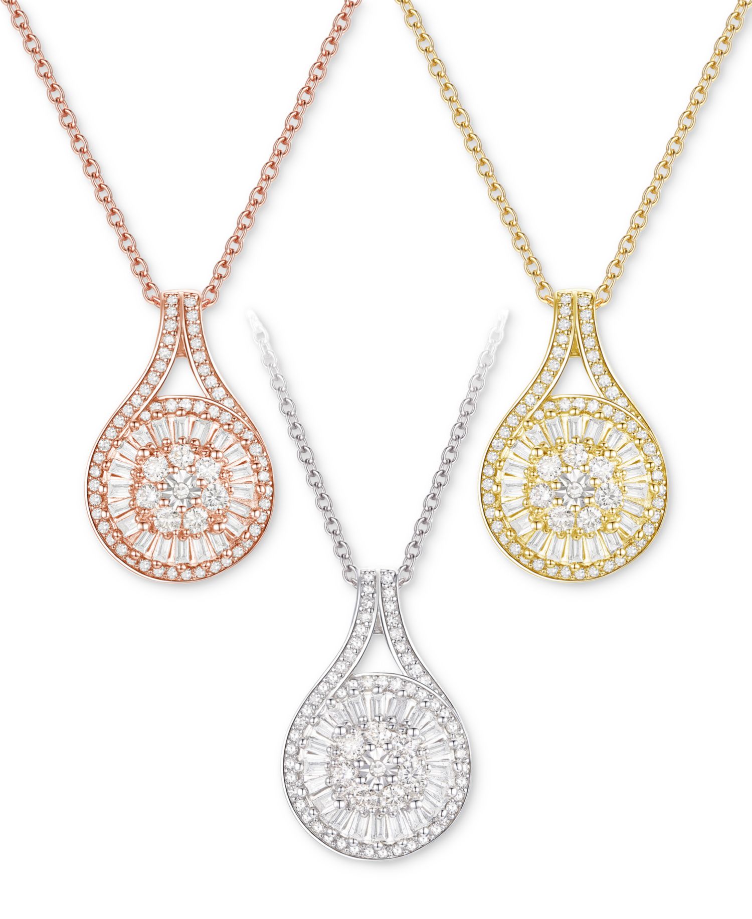 Diamond Baguette Cluster Pendant Necklace (1/2 ct. t.w.)