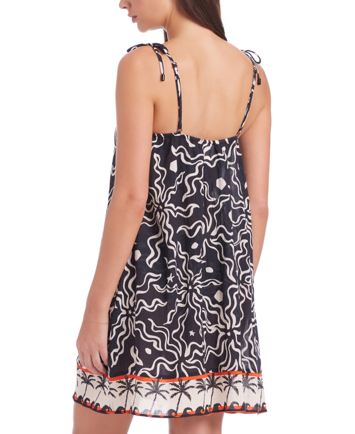 Sanctuary Women's Beach Conversations Crinkle Cotton Boxy Beach Dress With Pockets In Black