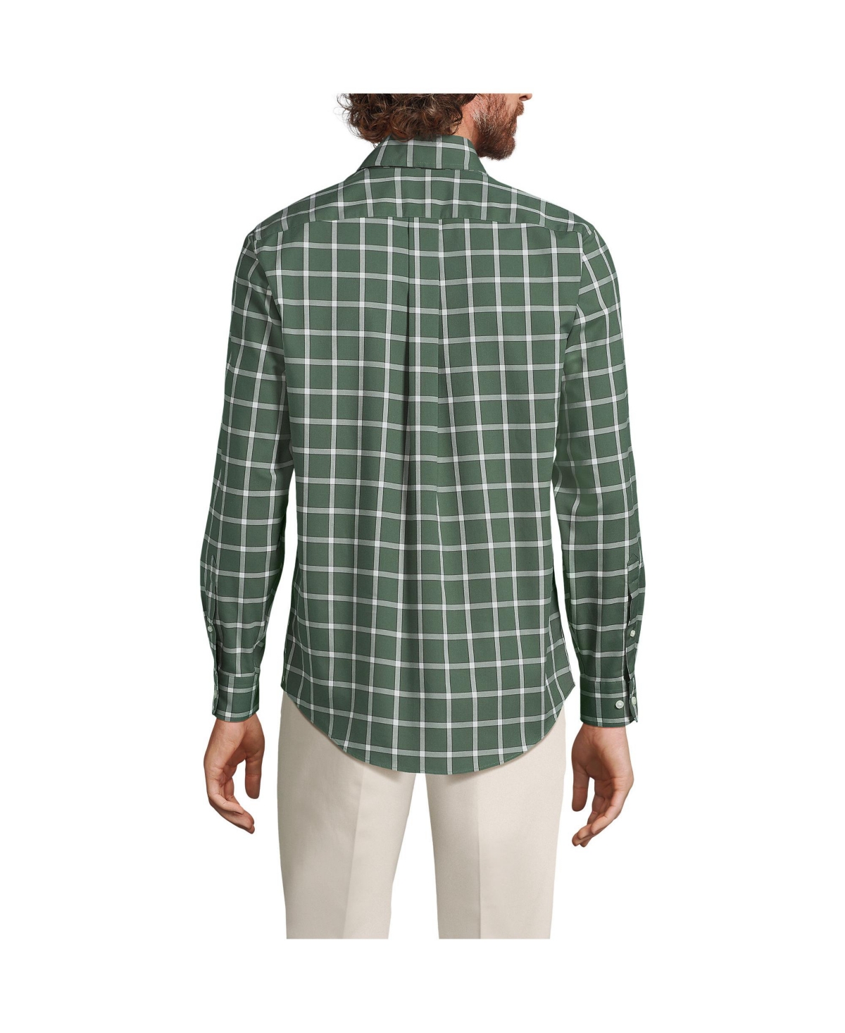 Lands' End Men's Tall Traditional Fit No Iron Twill Shirt -ivory plaid