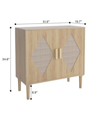 Buffet Cabinet with Storage, Storage Cabinet with 2 Rattan Decorated, Sideboard Cabinet, Accent Cabinet for Living Room, Dining Room, Entryway, Natural