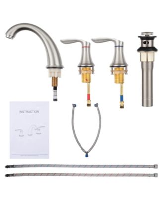 Bathroom Sink Faucet, Faucet for Bathroom Sink, Widespread Brushed Nickel Bathroom Faucet 3 Hole (Brushed Nickel 2 Packs)