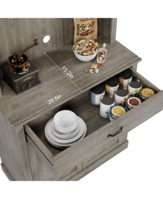 Kitchen Pantry Cabinet, 71" Tall Kitchen Hutch Storage Cabinet with Microwave Stand, Freestanding Buffet Cabinet