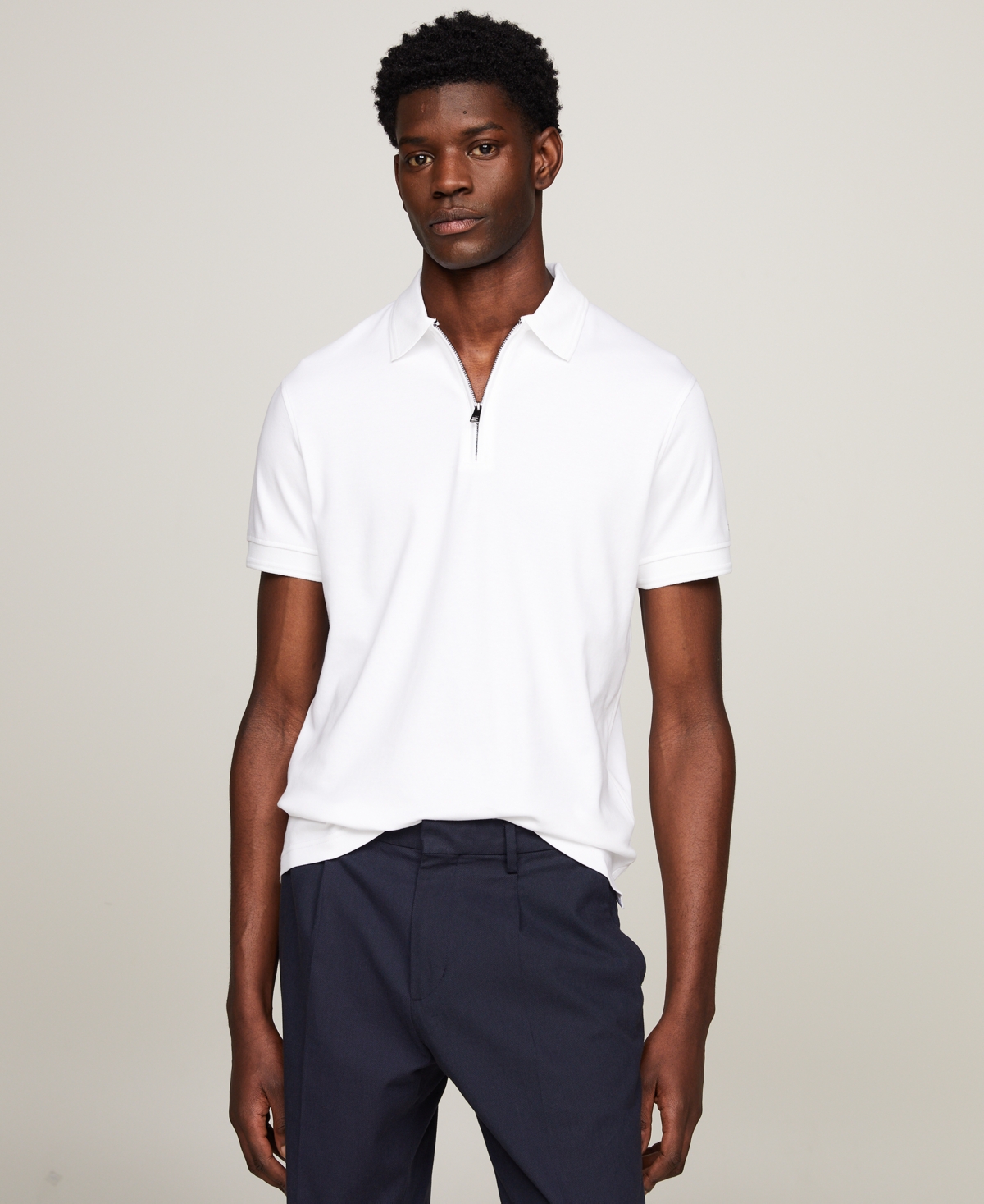 Tommy Hilfiger Men's Slim Fit Short Sleeve Quarter-Zip Polo Shirt