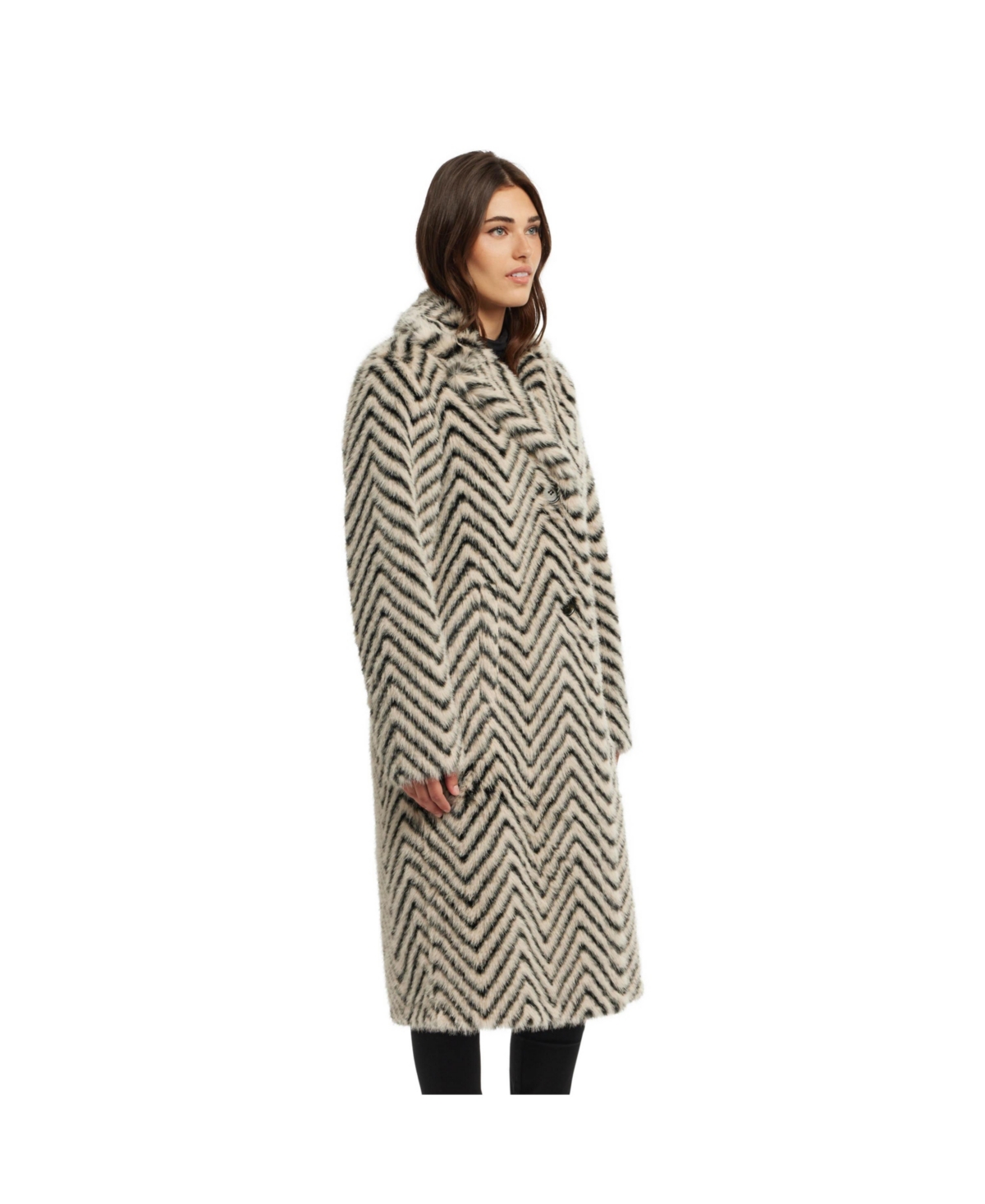 Badgley Mischka Women's Yorn Shearling Chevron Overcoat