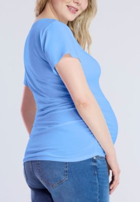 Maternity V-Neck Side-Ruched Short Sleeve Tee - Motherhood