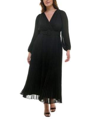 Taylor Plus Size Pleated Belted Maxi Dress - Macy's