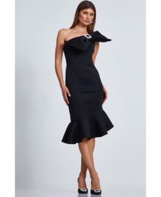 knee length dresses for ladies Wholesale Diamante Embellished Bow Scuba Crepe Maxi Dress  City Goddess