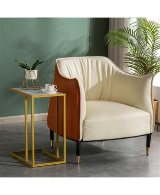 Marble Top C-Side Table – Compact Accent Table for Couch, Bed, or Small Apartment Decor