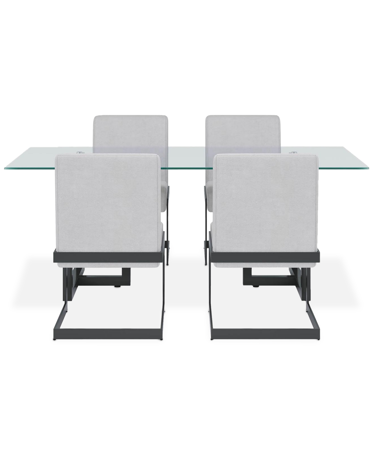 Macy's Emila 5 Pc. Dining Set (rectangular Table & 4 Chairs), Created For  In Clear Glass With Gunmetal Base