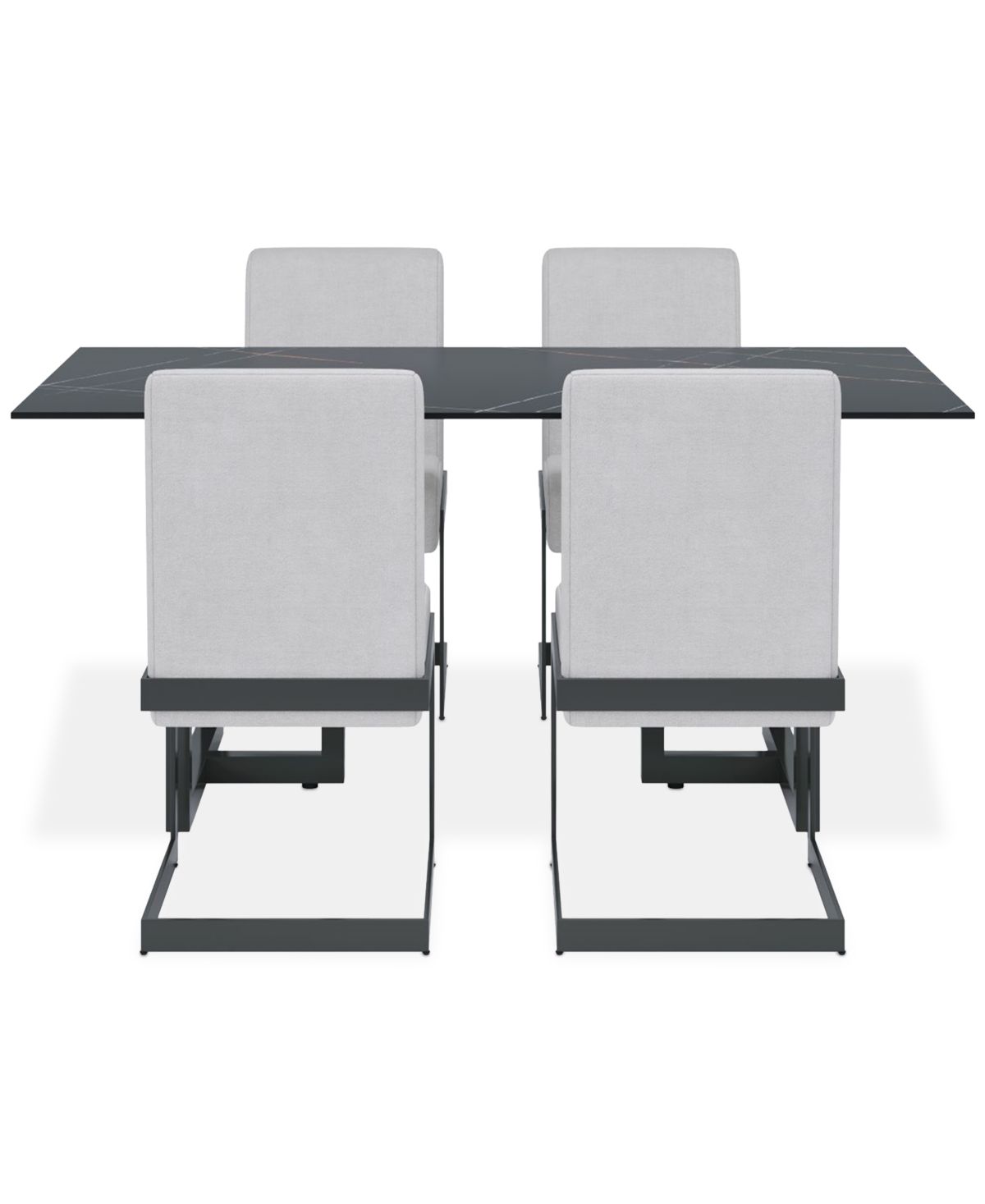 Macy's Emila 5 Pc. Dining Set (rectangular Table & 4 Chairs), Created For  In Black Sintered Stone With Gunmetal Base