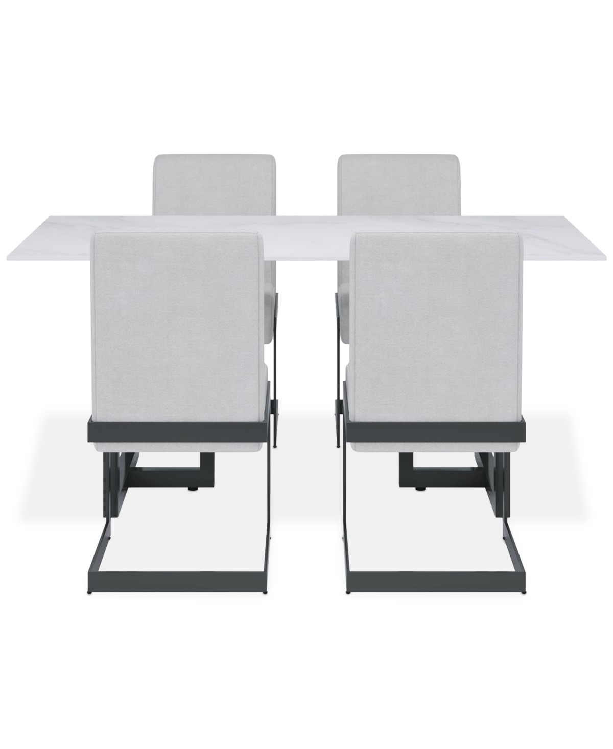 Macy's Emila 5 Pc. Dining Set (rectangular Table & 4 Chairs), Created For  In White Sintered Stone With Gunmetal Base