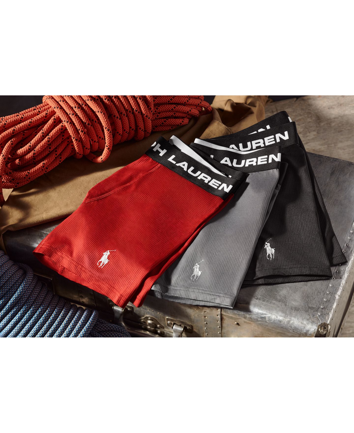 Мужские трусы Polo Ralph Lauren 3-Pack Perfect Pouch Boxer Briefs, цвет: Серый / Чёрный — фото 9