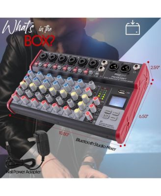 8-Channel Bluetooth Studio DJ Mixer with USB & Phantom Power - PMX848BT
