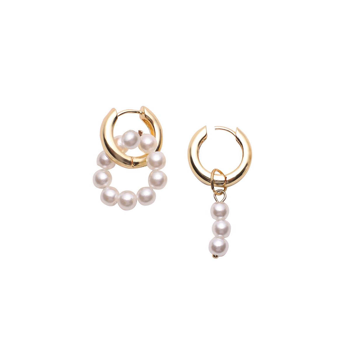 Sohi Women's Asymmetrical Pearl Hoop Earrings In Gold