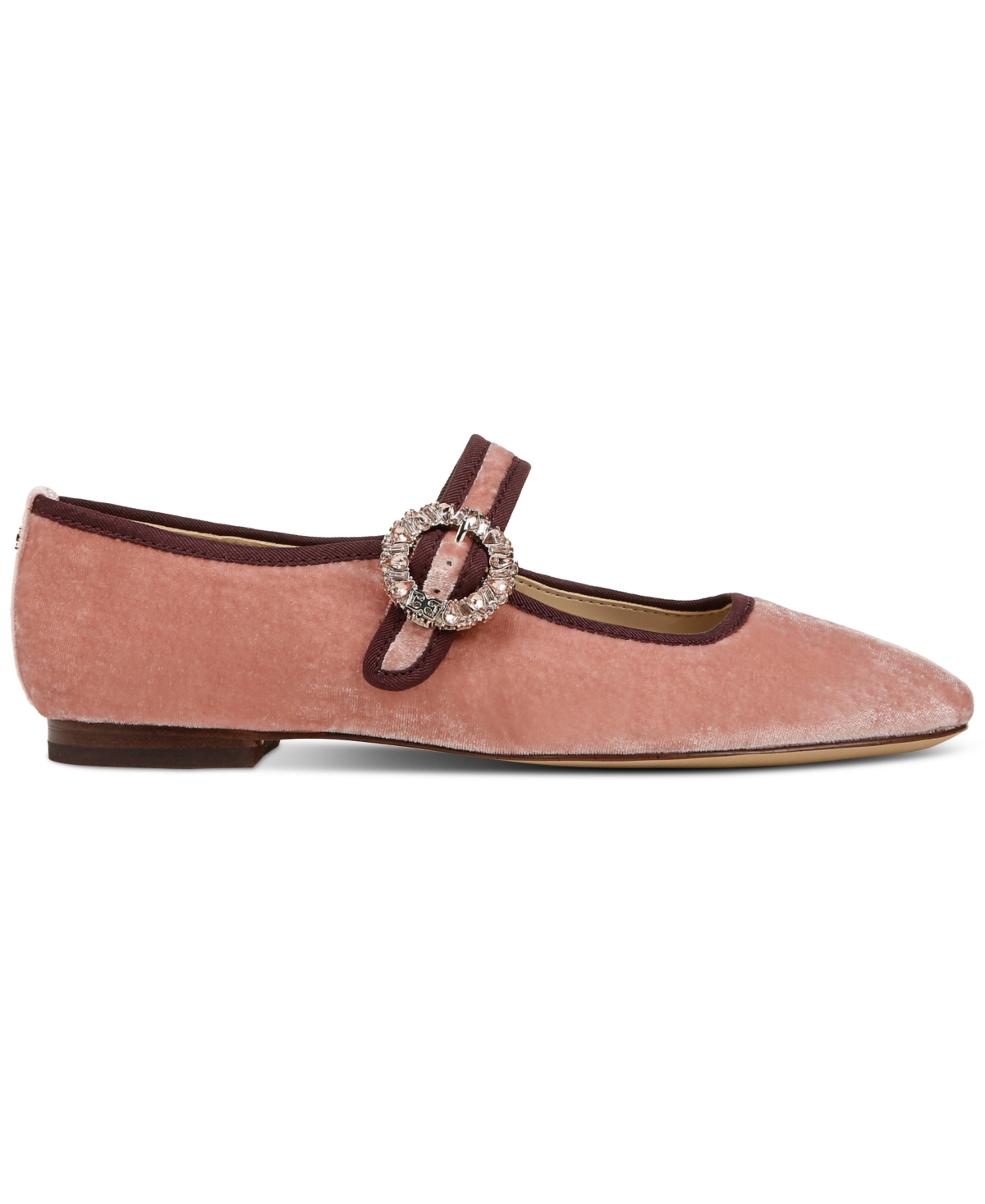 Sam Edelman Women's Michaela Glow Square Toe Embellished Buckle Mary Jane Flats In Winter Peony Velvet