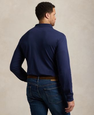 Men's Big & Tall Soft Cotton Long-Sleeve Polo Shirt