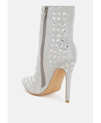 Womens Frostin Pointed Toe Rhinestones Stiletto Boots