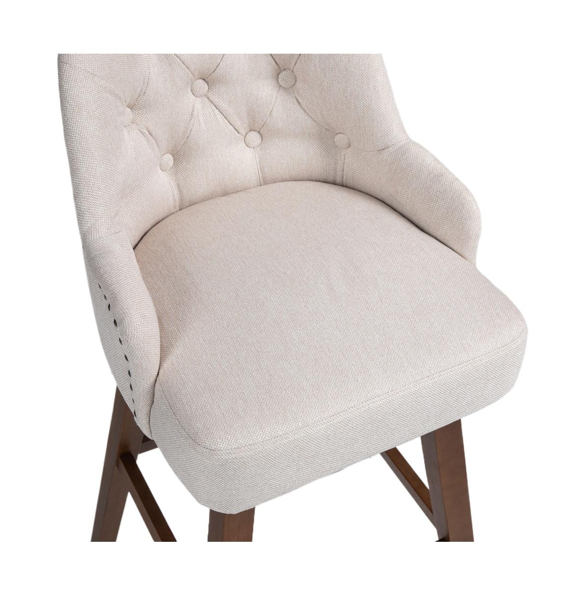 The Pop Home Set of 2 Modern 360° Swivel Bar Stools,Solid Wood & Linen Bar Chairs for Kitchen Island-The Pop Home