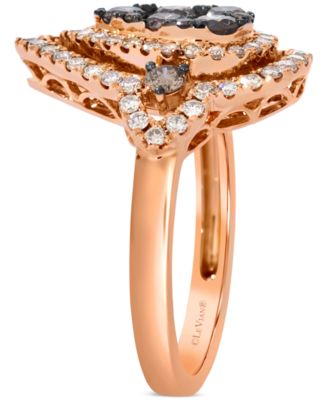 Chocolate Diamond & Nude Diamond Pear Halo Cluster Ring (1-1/3 ct. t.w.) in 14k Rose Gold