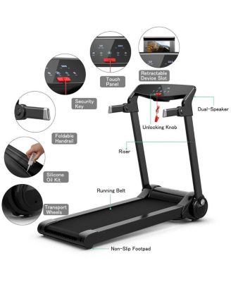 3HP Electric Folding Treadmill with Bluetooth Speaker-Silver