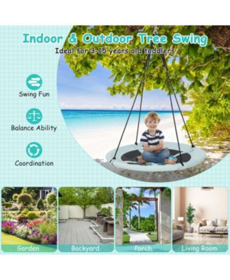 40 Inches Saucer Tree Swing with Adjustable Hanging Ropes and 900D Oxford Fabric