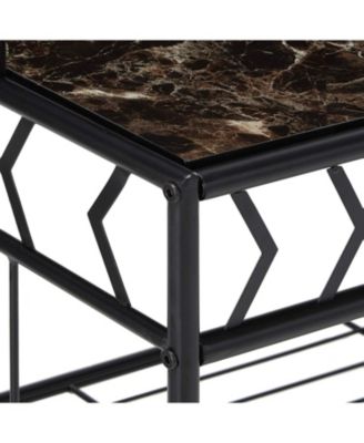 5-Tier Standing Kitchen Bakers Rack for with Storage Microwave Stand, Metal Frame with Marble Finish - Black