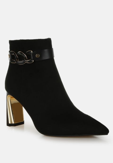 Женские ботинки London Rag Antares Chain Belt Detail Ankle, цвет: Чёрный