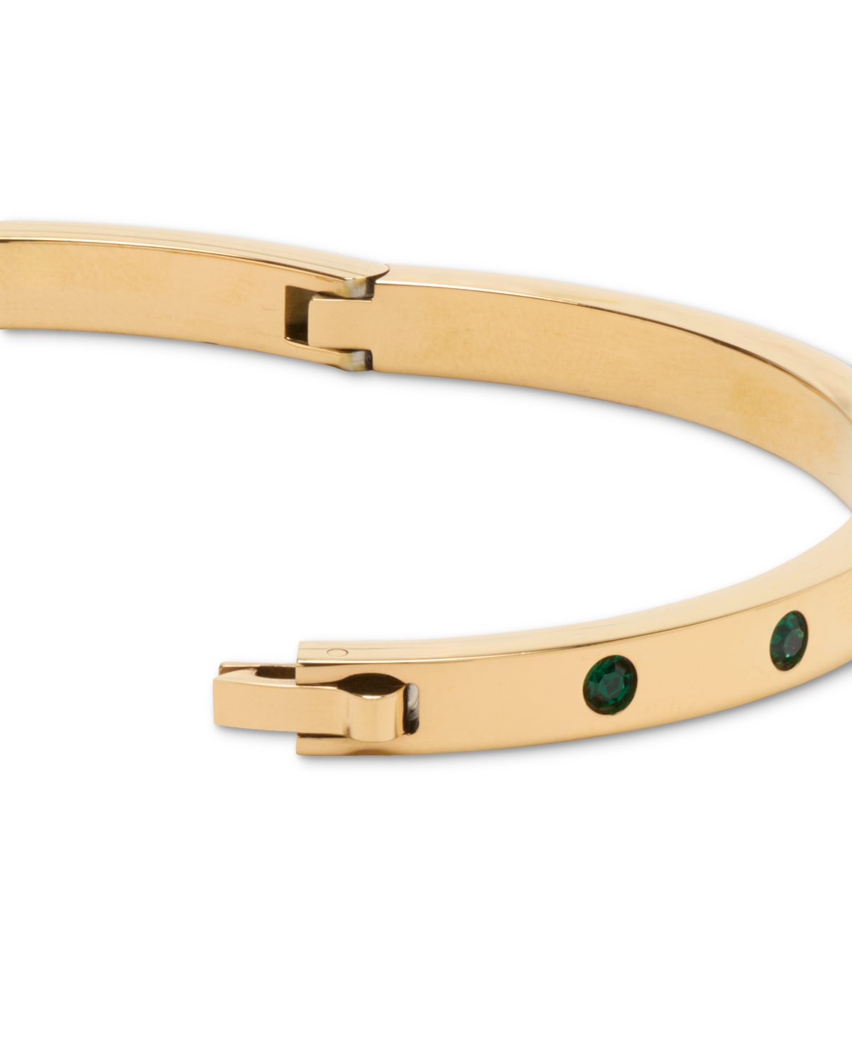 Kate Spade Gold-tone Stainless Steel Color Cubic Zirconia Bangle Bracelet In Emerald.