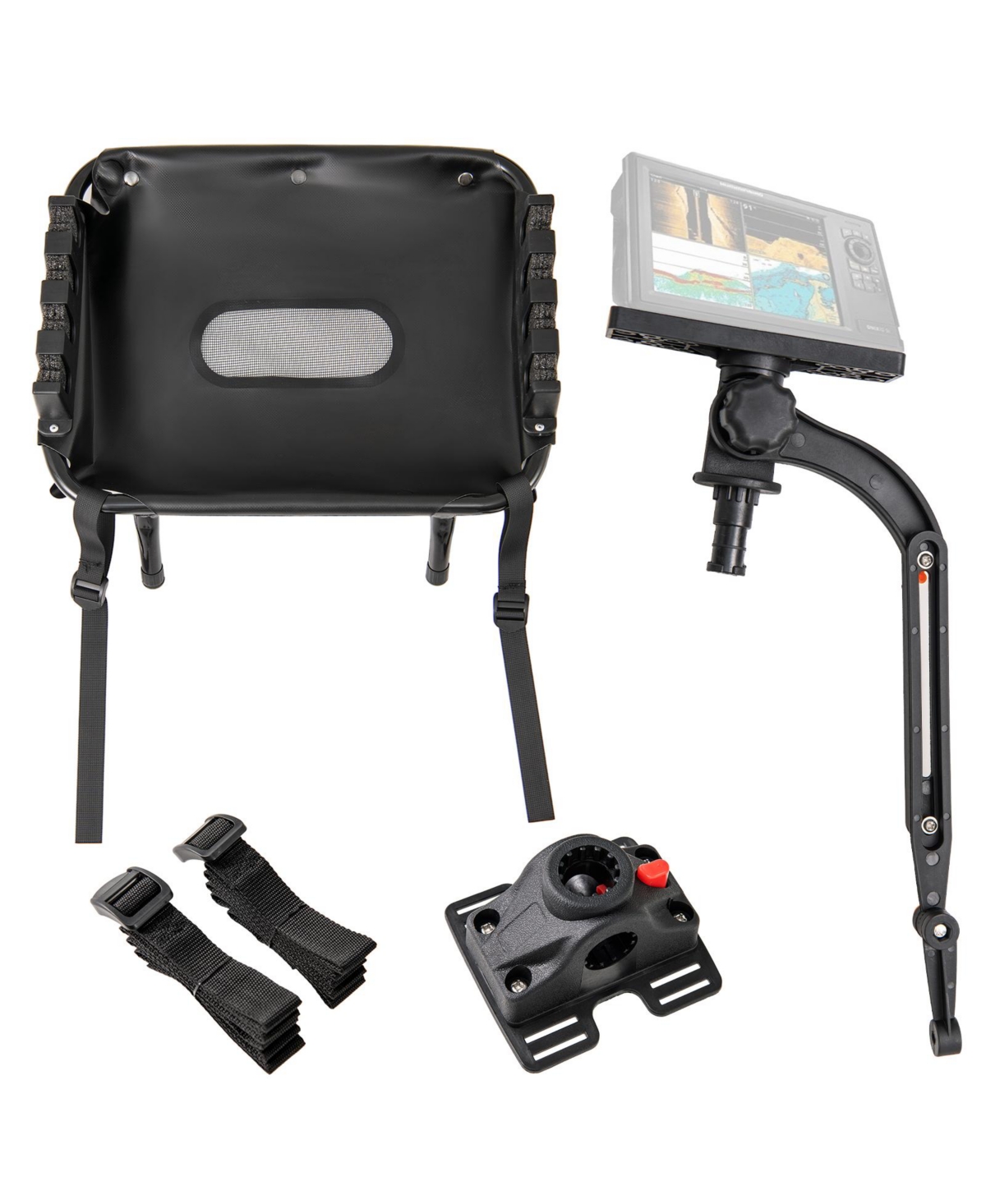 360&#xB0; Rotatable Fishing Boat Accessory Set of 2 with Mount Bracket - Black
