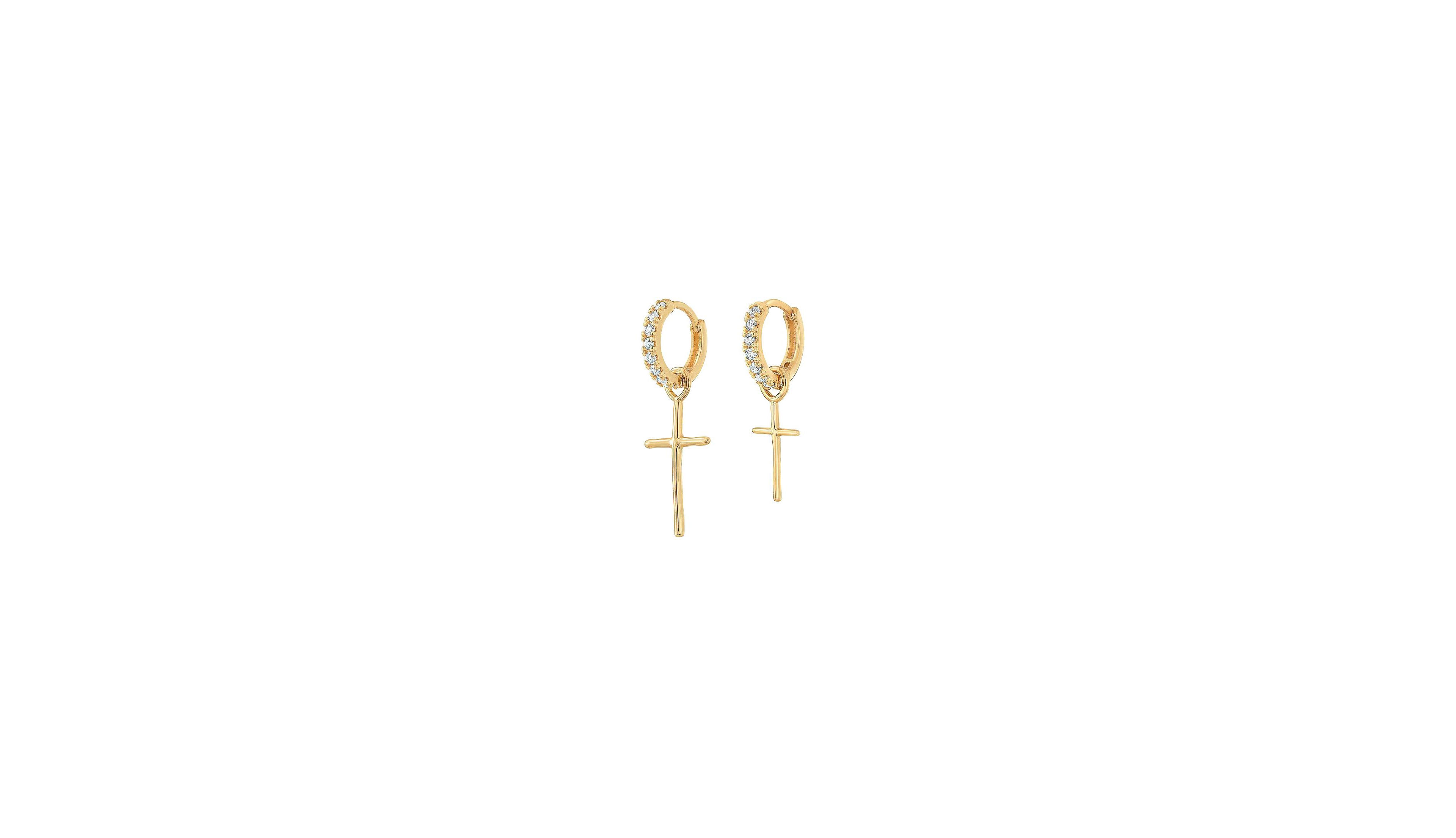 Bearfruit Jewelry Sterling Silver 18k Gold Plated Ariel Mismatching Cross Earrings