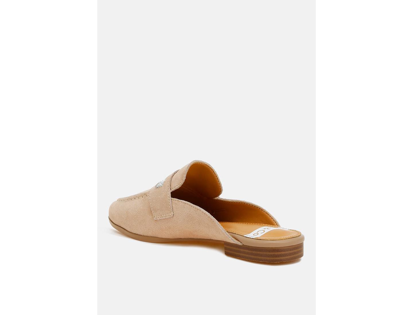 Женские сабо Rag & Co Belorose Rhinestone Strap Suede Mules, цвет: Бежевый — фото 2