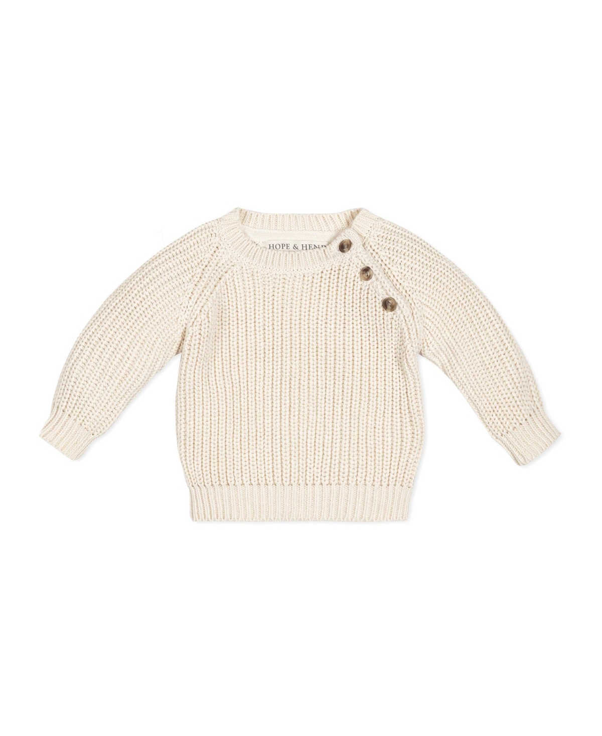 Hope & Henry Baby Girls Layette Baby Organic Chunky Pullover, Legging, and Booties Sweater Set - Ivory and gray check set