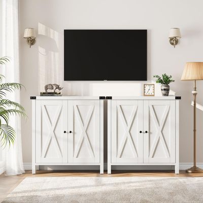 Farmhouse Buffet Cabinet with Doors, Shelves, and Accent Storage Console for Entryway, Kitchen, or Living Room