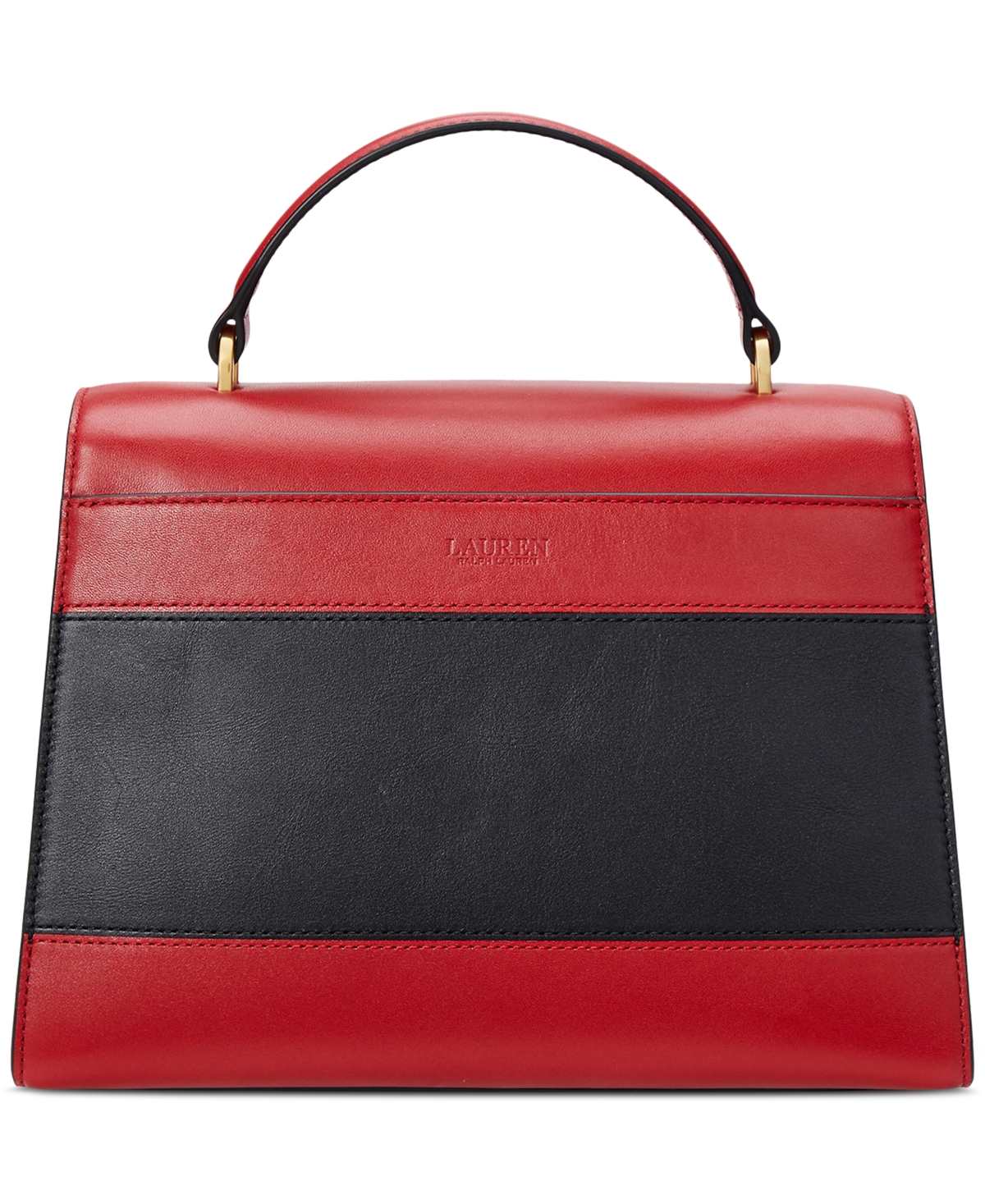 Lauren Ralph Lauren Two-Tone Leather Farrah Satchel -Festive Red