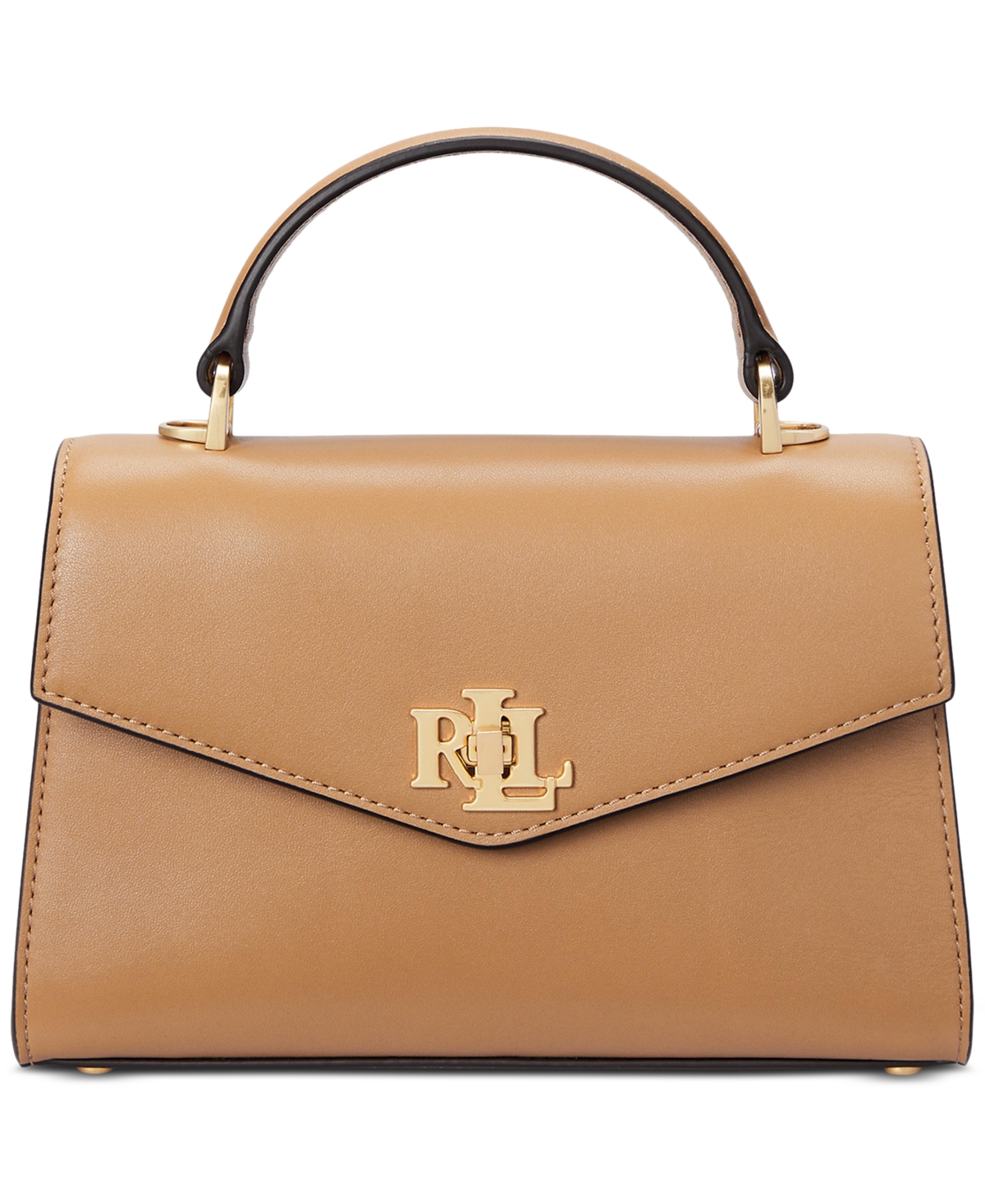 Ralph Lauren Leather Small Farrah Satchel In Sand