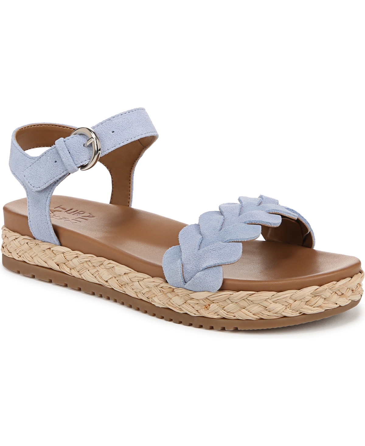 Naturalizer Neila Flatform Sandals In Ice Blue Suede
