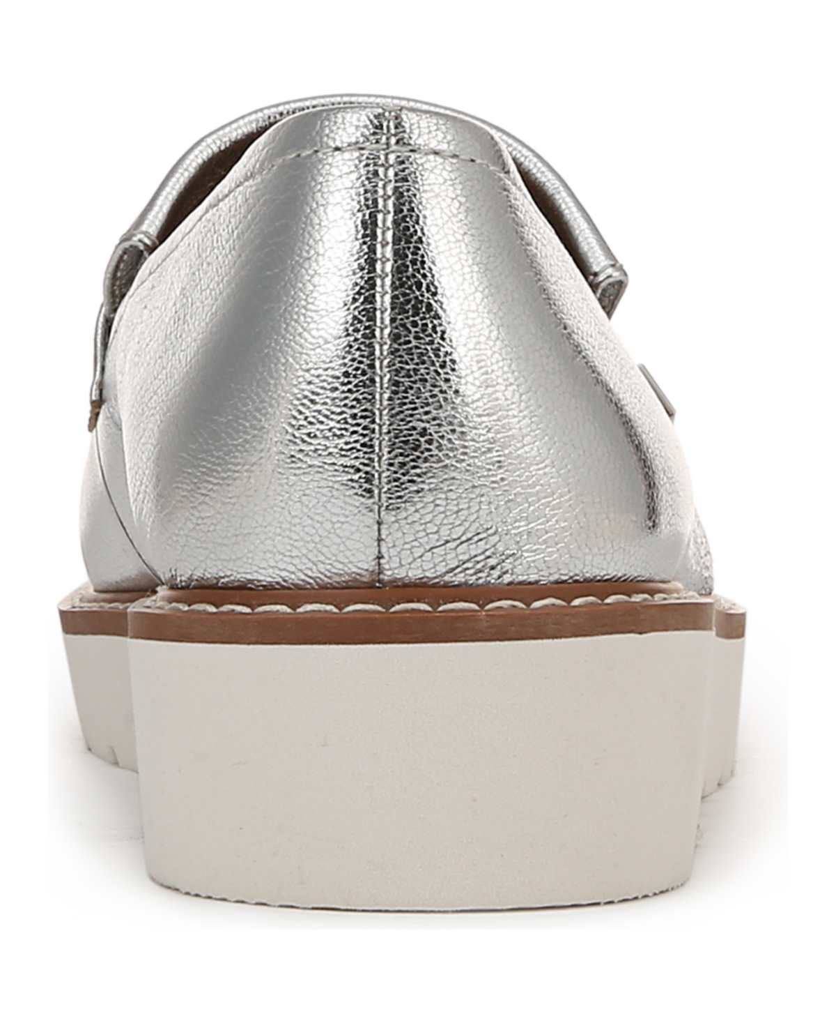Naturalizer Adiline Lug Sole Loafers In Silver Leather