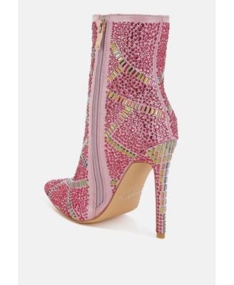 Womens High Roller Rhinestones Embellished Stiletto Boots