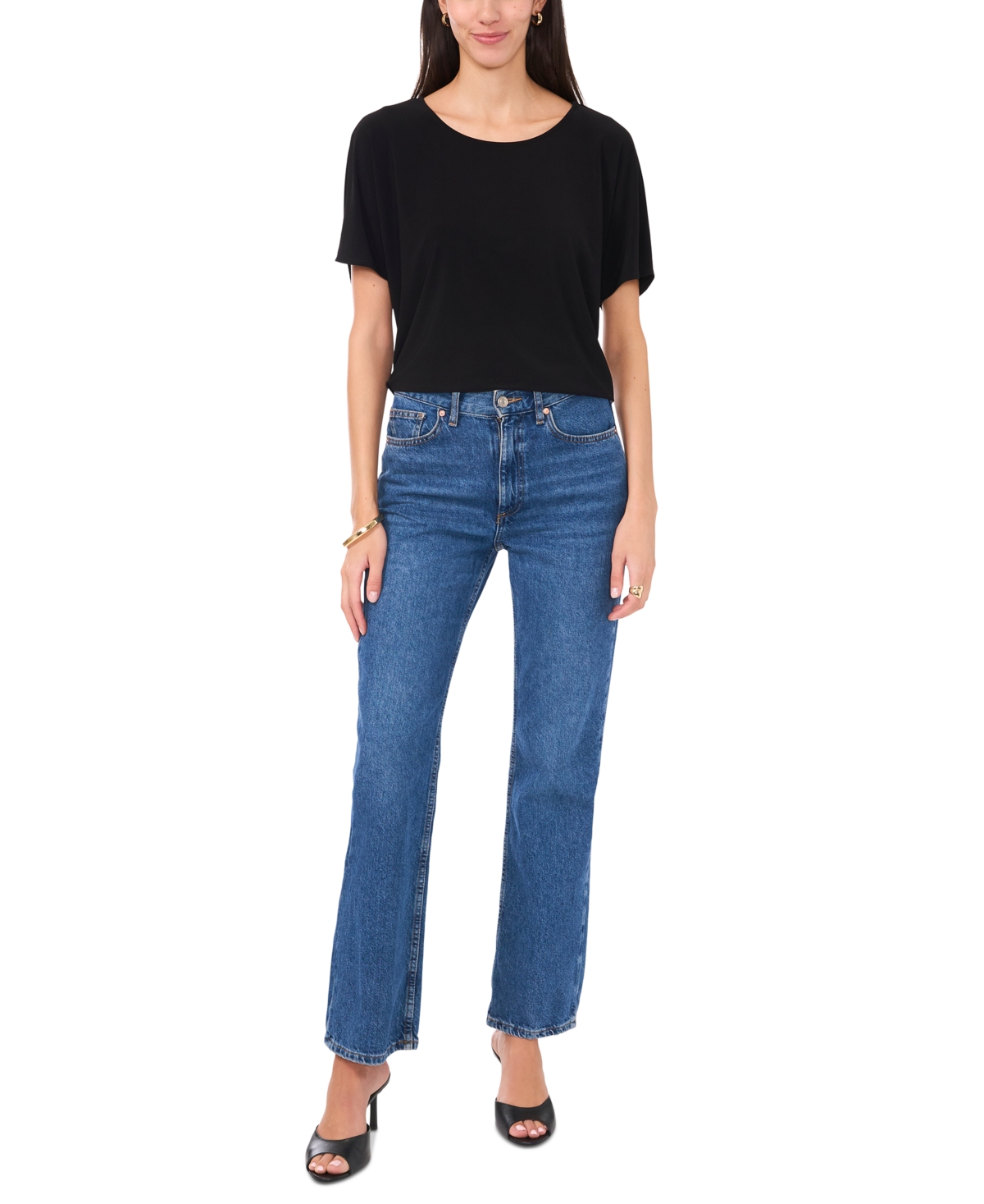 VINCE CAMUTO WOMEN'S OVERSIZED HIGH-LOW HEM CREWNECK TOP 