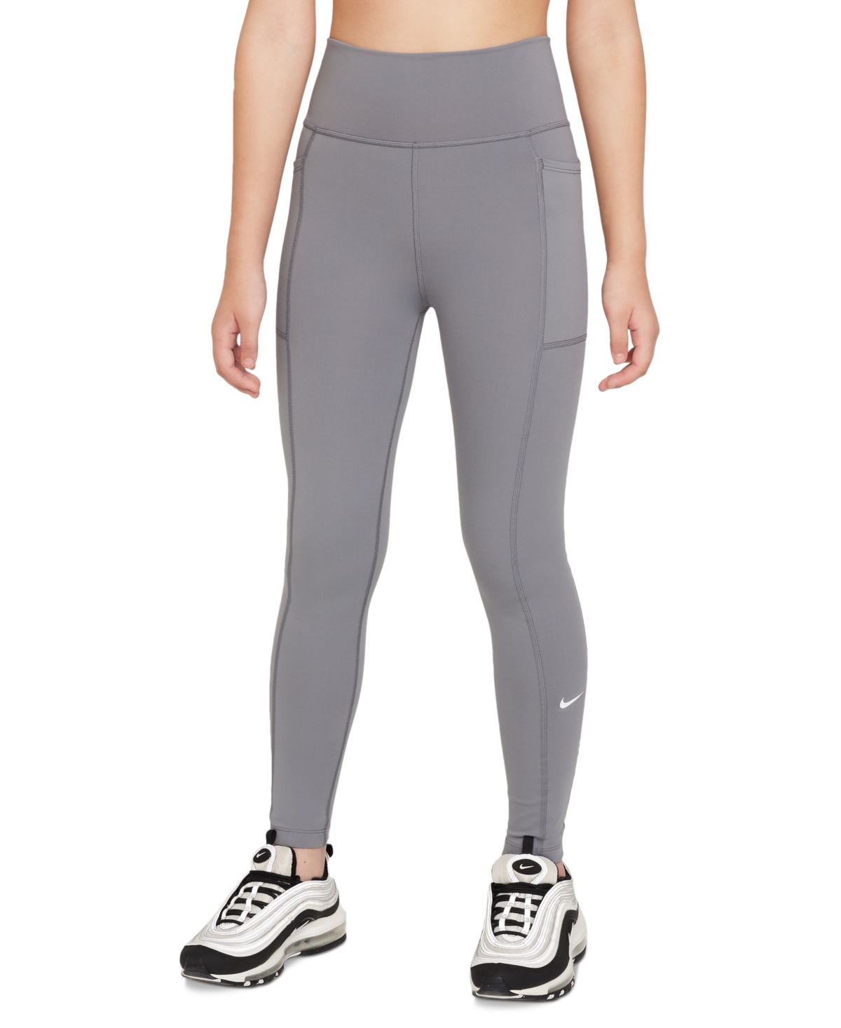 Nike Big Girls One Dri-fit High-Waisted Leggings with Pockets -whi