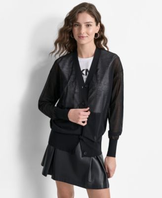 DKNY - Women's Sheer Button-Front Cardigan