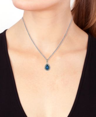 EFFY&reg; London Blue Topaz 18" Pendant Necklace (6-1/2 ct. t.w.) in Sterling Silver & 14k Gold-Plate