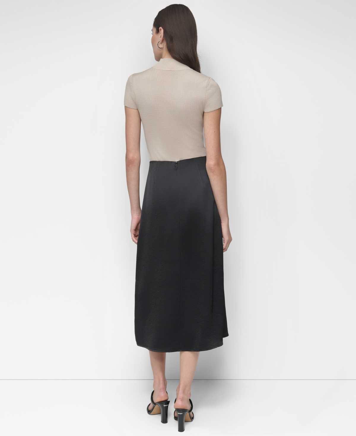 Dkny Women's Slit-Front Flap-Pocket Midi Satin Skirt
