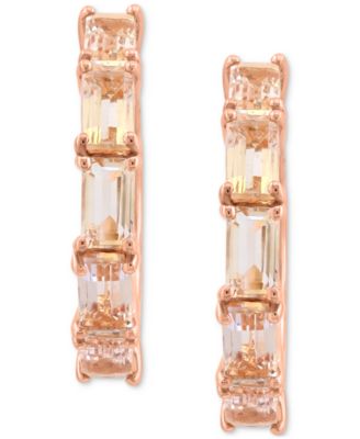 EFFY&reg; Morganite Small Huggie Hoop Earrings (2-7/8 ct. t.w.) in 14k Rose Gold-Plated Sterling Silver, 0.87" 