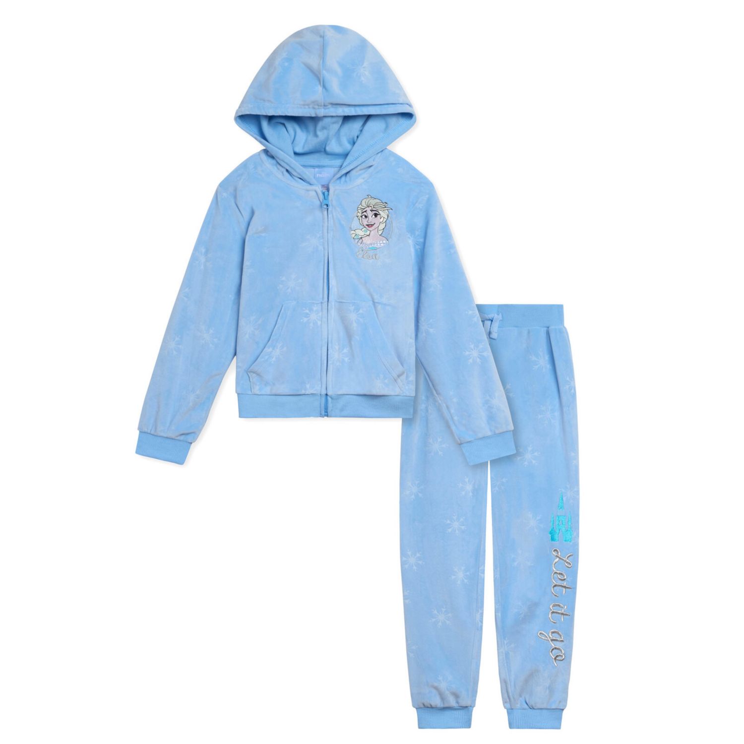 Disney Girls ( 6 to 10-12 ) Minnie Mouse Velour Zip Up Hoodie and Jogger Pants Outfit Set