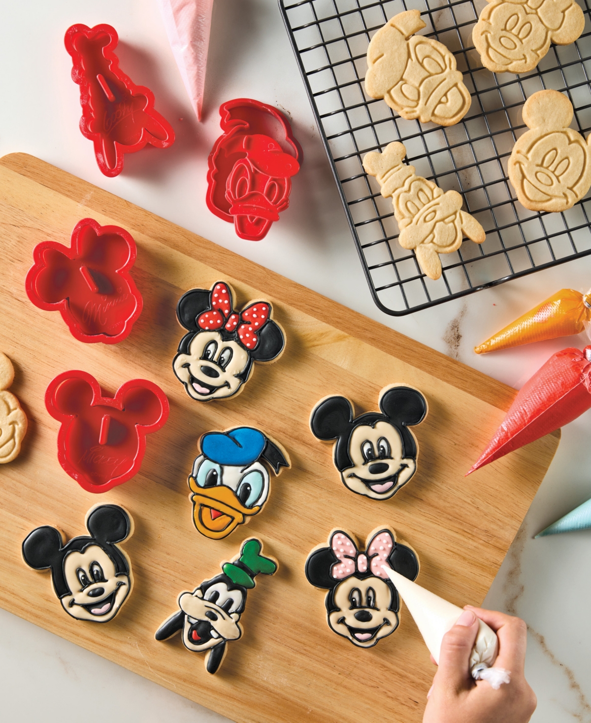 Disney Home Bake With Mickey Mouse 8-piece Cookie Cutter And Stamp Set In Red