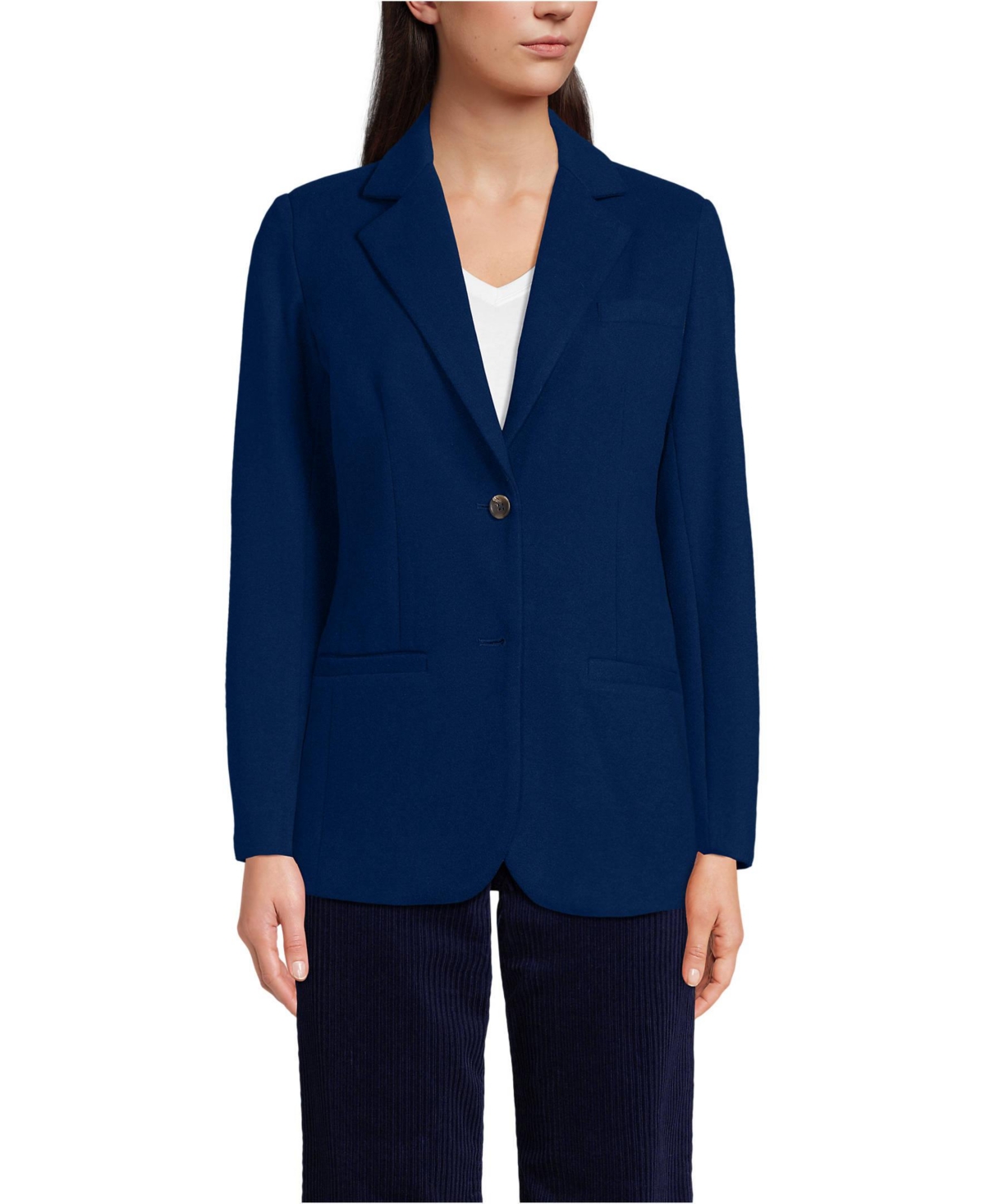 Women's Brushed Ponte Traditional Blazer - Deep sea navy