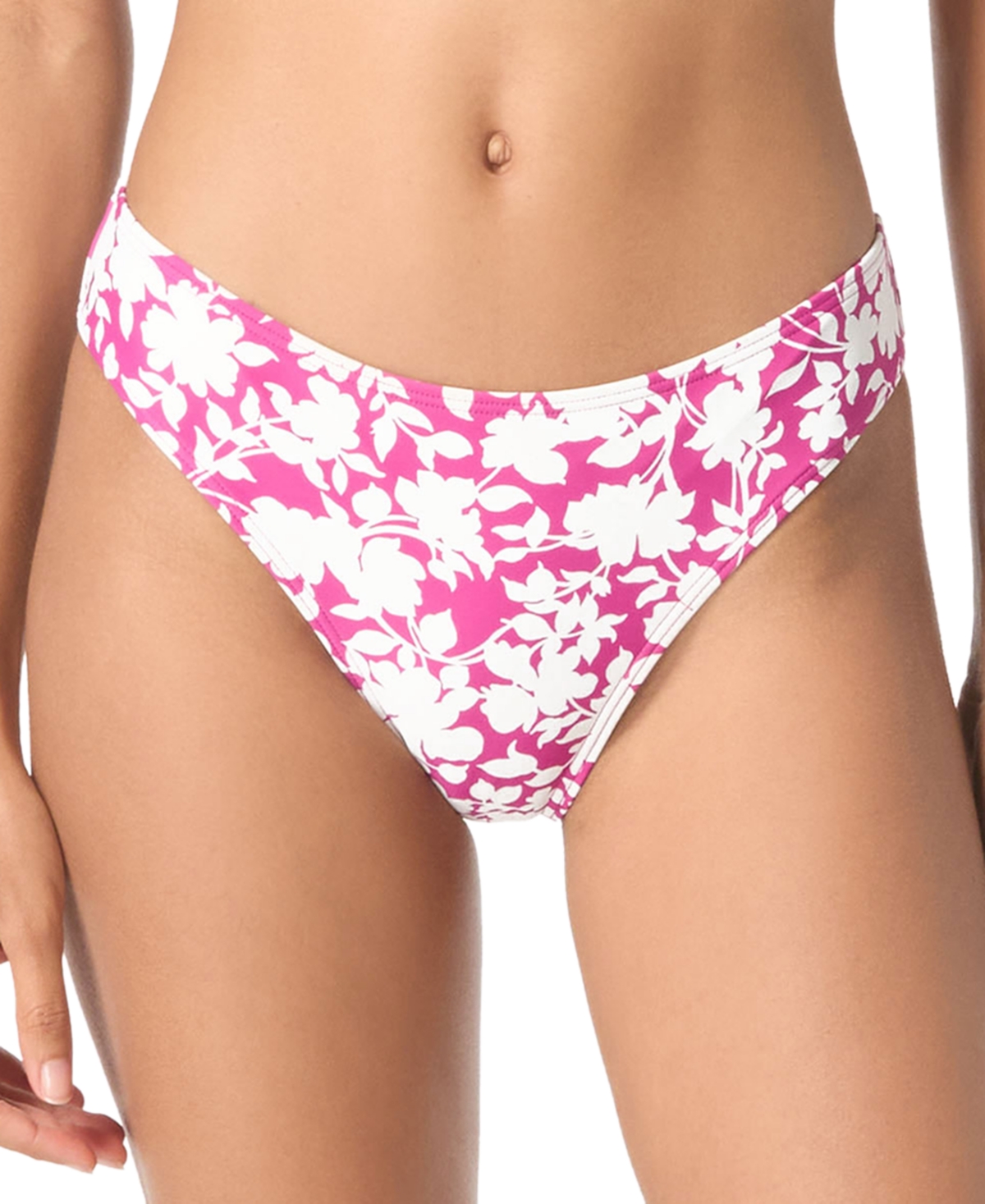 Michael Kors Michael  Women's Printed Full Coverage Bikini Bottoms In Bright Wild Berry