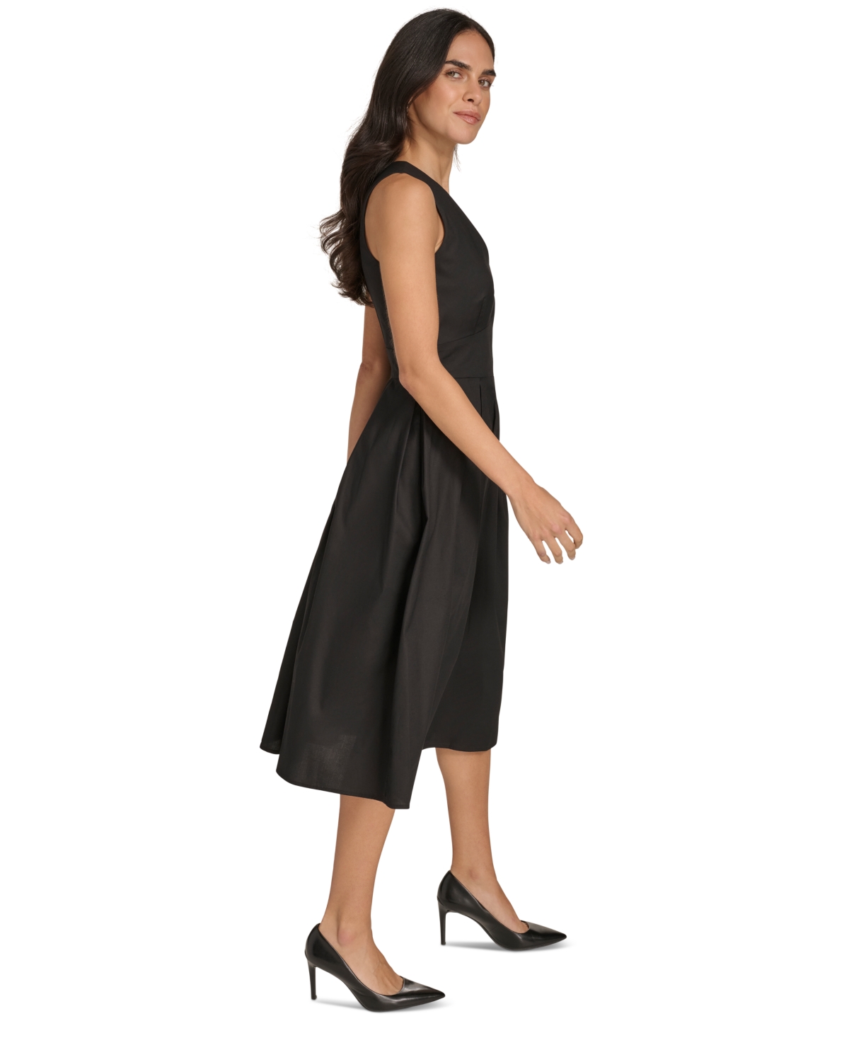 Calvin Klein Women's V-Neck Sleeveless A-Line Dress